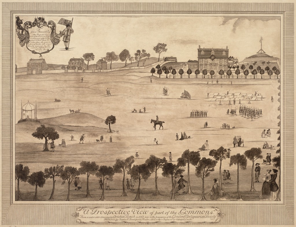 1768 view of Boston Common in colonial Massachusetts
