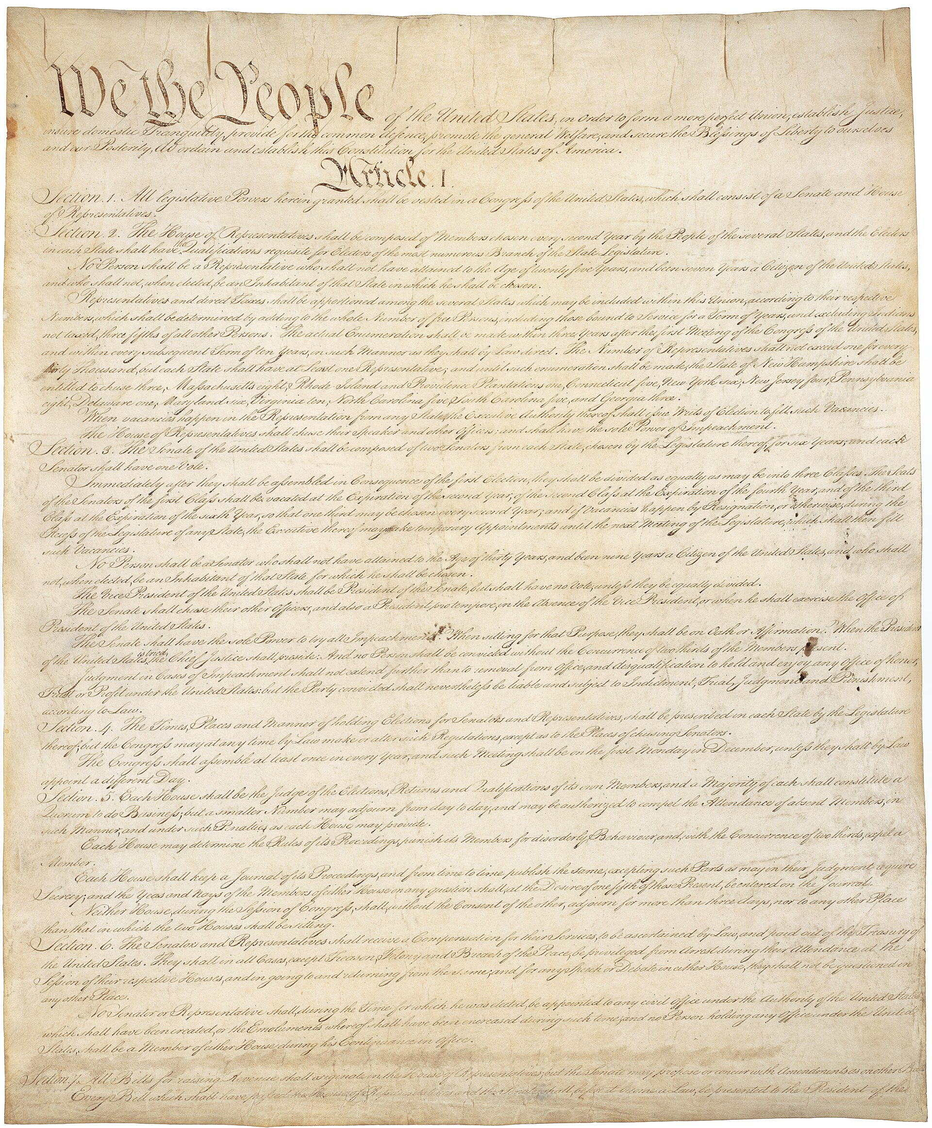 First page of the U.S. Constitution