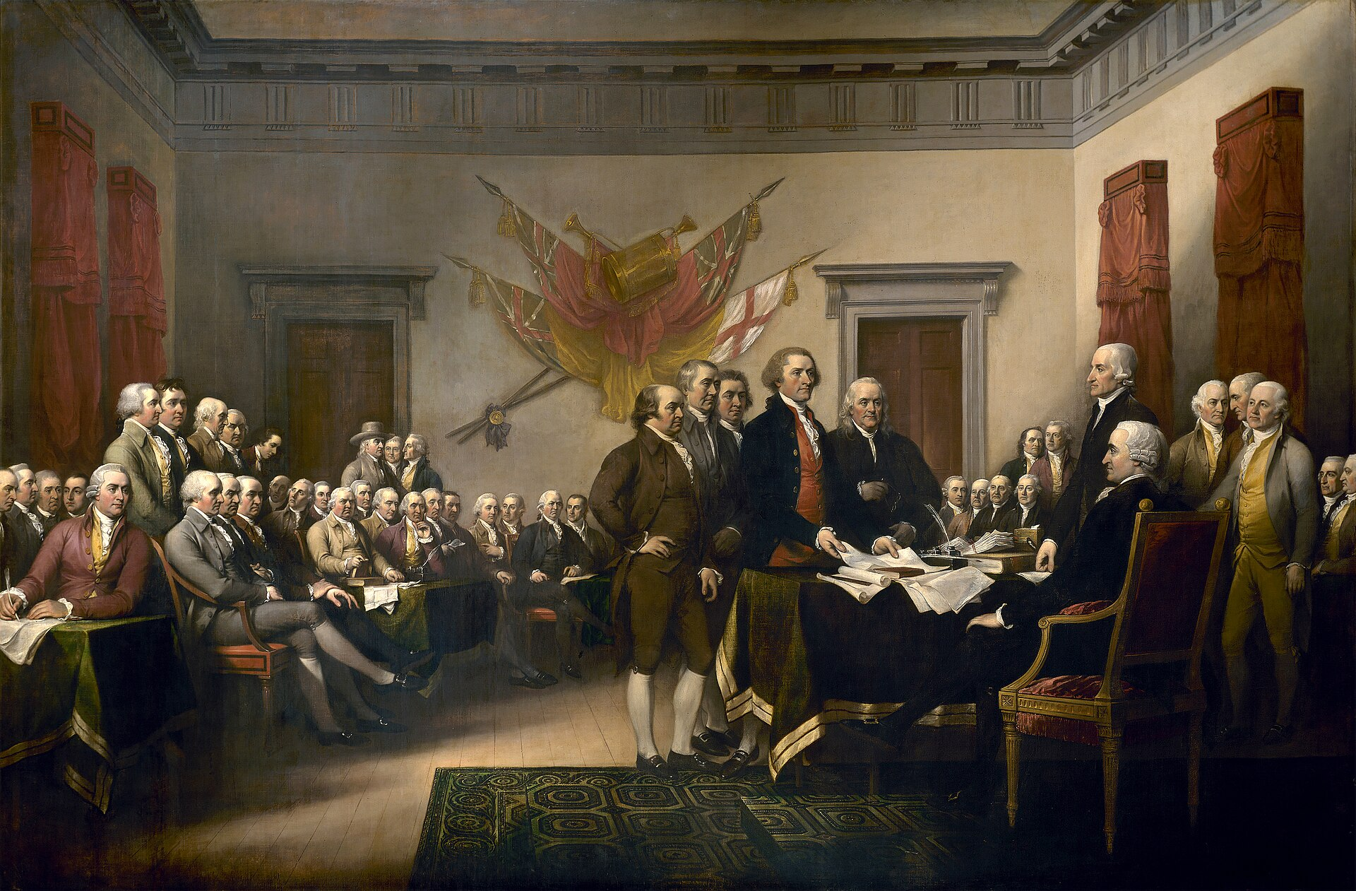 Painting of the Committee of Five presenting the Declaration of Independence to Congress